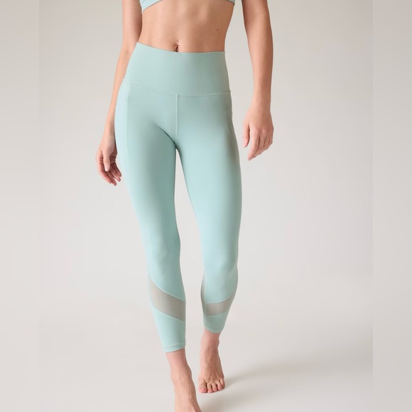 Athleta Pants - Athleta Mint Green High-Waist Mesh-Detail Leggings